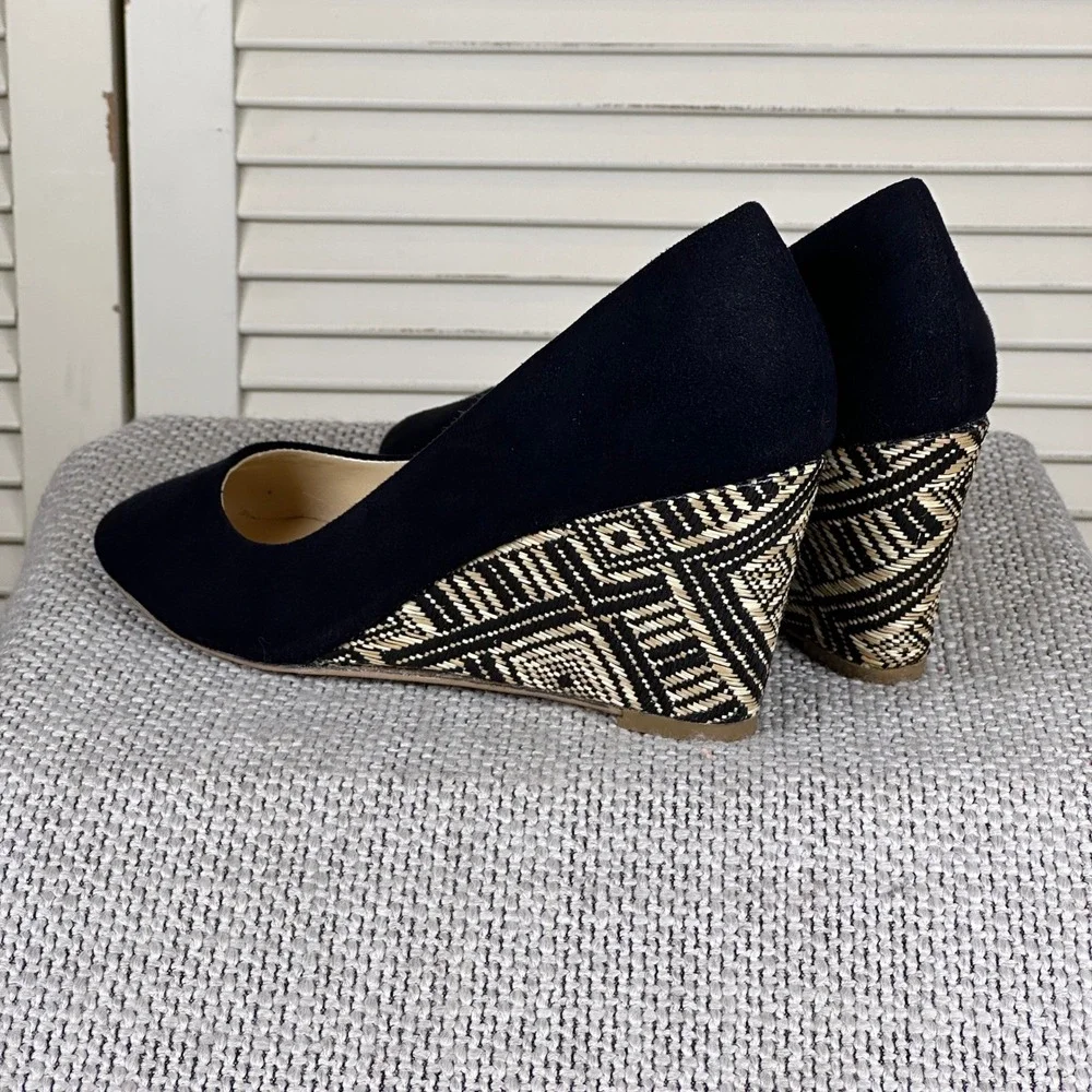 Chic Eva by Coral‎ 8 AK Black & Tan Wedges Modern Classic Geometric Heels Size 6